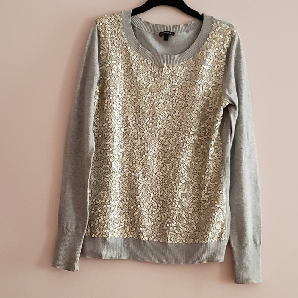 Gray Sequin Sweater [Express] [Size M]